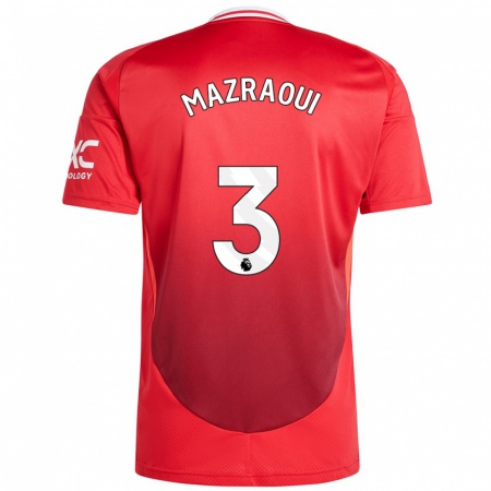 Kandiny Enfant Maillot Noussair Mazraoui #3 Rouge Vif Tenues Domicile 2024/25 T-Shirt