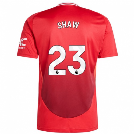 Kandiny Enfant Maillot Luke Shaw #23 Rouge Vif Tenues Domicile 2024/25 T-Shirt