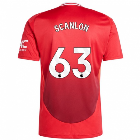 Kandiny Enfant Maillot James Scanlon #63 Rouge Vif Tenues Domicile 2024/25 T-Shirt