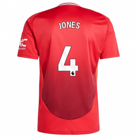 Kandiny Enfant Maillot Phil Jones #4 Rouge Vif Tenues Domicile 2024/25 T-Shirt