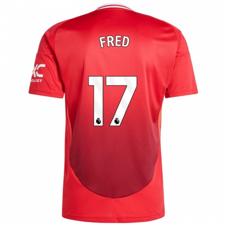 Kandiny Enfant Maillot Fred #17 Rouge Vif Tenues Domicile 2024/25 T-Shirt