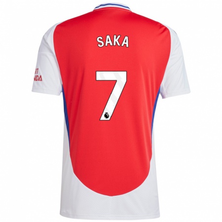 Kandiny Enfant Maillot Bukayo Saka #7 Rouge Blanc Tenues Domicile 2024/25 T-Shirt