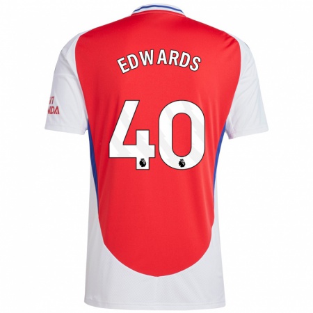 Kandiny Enfant Maillot Khayon Edwards #40 Rouge Blanc Tenues Domicile 2024/25 T-Shirt