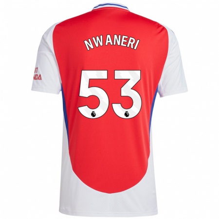 Kandiny Enfant Maillot Ethan Nwaneri #53 Rouge Blanc Tenues Domicile 2024/25 T-Shirt