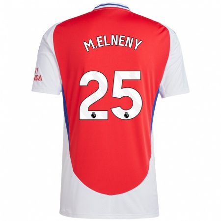 Kandiny Enfant Maillot Mohamed Elneny #25 Rouge Blanc Tenues Domicile 2024/25 T-Shirt