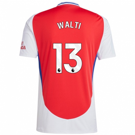 Kandiny Enfant Maillot Lia Walti #13 Rouge Blanc Tenues Domicile 2024/25 T-Shirt