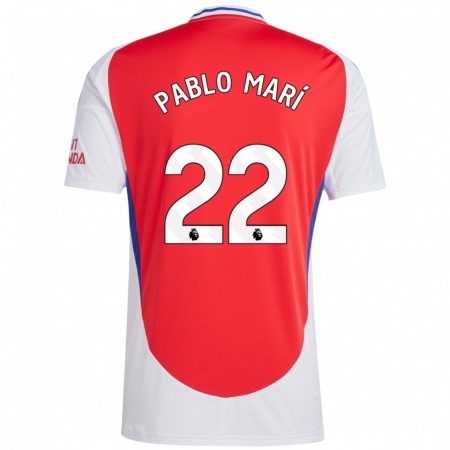 Kandiny Enfant Maillot Pablo Mari #22 Rouge Blanc Tenues Domicile 2024/25 T-Shirt