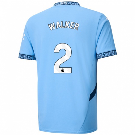 Kandiny Enfant Maillot Kyle Walker #2 Bleu Marine Tenues Domicile 2024/25 T-Shirt