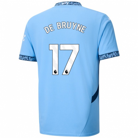 Kandiny Enfant Maillot Kevin De Bruyne #17 Bleu Marine Tenues Domicile 2024/25 T-Shirt