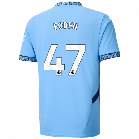 Kandiny Enfant Maillot Phil Foden #47 Bleu Marine Tenues Domicile 2024/25 T-Shirt