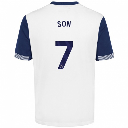 Kandiny Enfant Maillot Heung-Min Son #7 Blanc Bleu Tenues Domicile 2024/25 T-Shirt