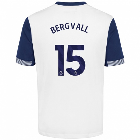 Kandiny Enfant Maillot Lucas Bergvall #15 Blanc Bleu Tenues Domicile 2024/25 T-Shirt