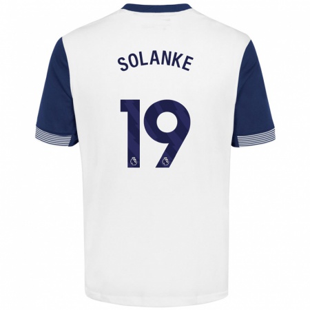 Kandiny Enfant Maillot Dominic Solanke #19 Blanc Bleu Tenues Domicile 2024/25 T-Shirt