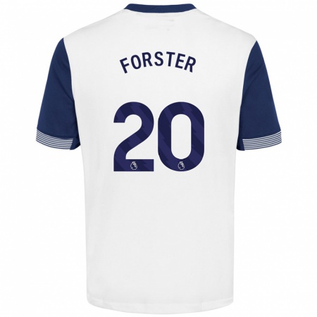 Kandiny Enfant Maillot Fraser Forster #20 Blanc Bleu Tenues Domicile 2024/25 T-Shirt