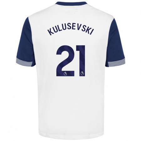 Kandiny Enfant Maillot Dejan Kulusevski #21 Blanc Bleu Tenues Domicile 2024/25 T-Shirt