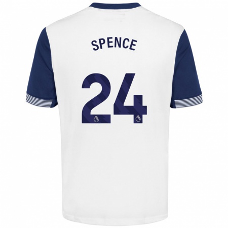 Kandiny Enfant Maillot Djed Spence #24 Blanc Bleu Tenues Domicile 2024/25 T-Shirt