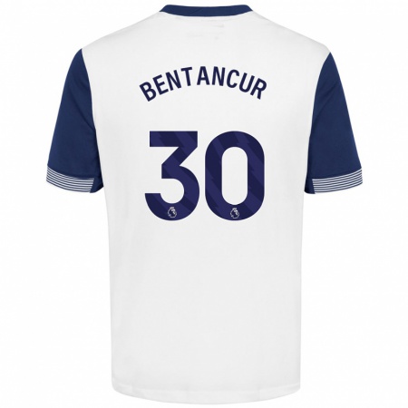 Kandiny Enfant Maillot Rodrigo Bentancur #30 Blanc Bleu Tenues Domicile 2024/25 T-Shirt