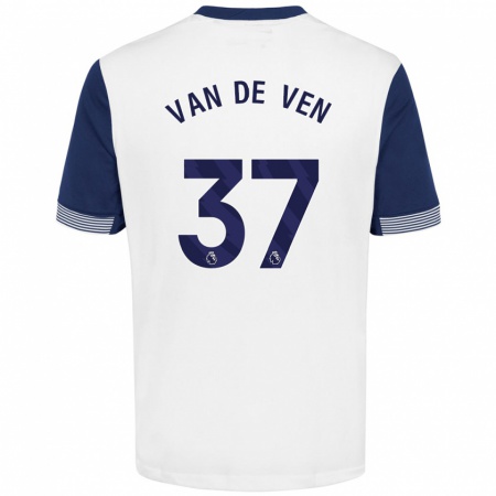 Kandiny Enfant Maillot Micky Van De Ven #37 Blanc Bleu Tenues Domicile 2024/25 T-Shirt