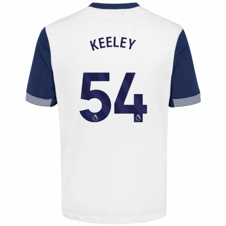 Kandiny Enfant Maillot Josh Keeley #54 Blanc Bleu Tenues Domicile 2024/25 T-Shirt