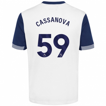 Kandiny Enfant Maillot Dante Cassanova #59 Blanc Bleu Tenues Domicile 2024/25 T-Shirt