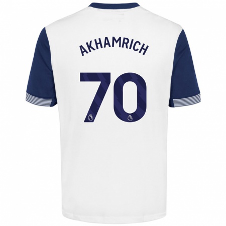 Kandiny Enfant Maillot Yusuf Akhamrich #70 Blanc Bleu Tenues Domicile 2024/25 T-Shirt