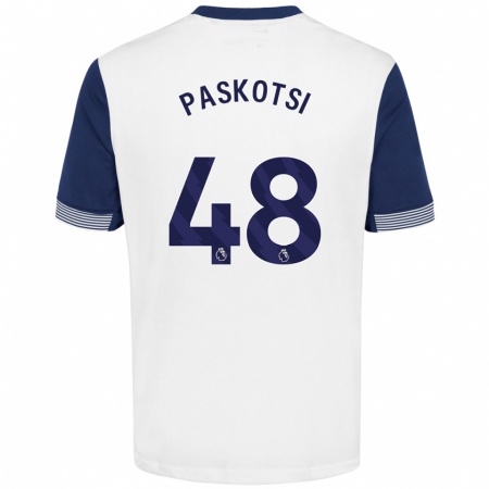 Kandiny Enfant Maillot Maksim Paskotsi #48 Blanc Bleu Tenues Domicile 2024/25 T-Shirt