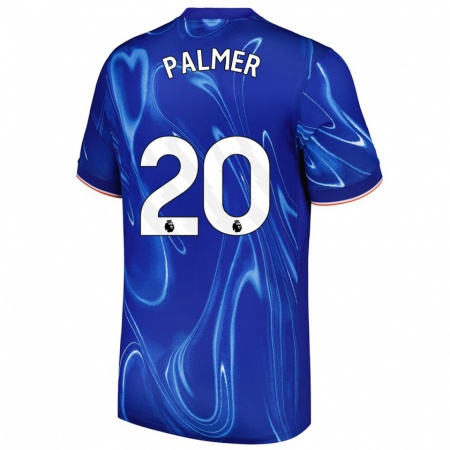 Kandiny Enfant Maillot Cole Palmer #20 Bleu Blanc Tenues Domicile 2024/25 T-Shirt