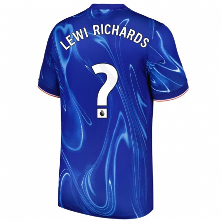 Kandiny Enfant Maillot Lewi Richards #0 Bleu Blanc Tenues Domicile 2024/25 T-Shirt