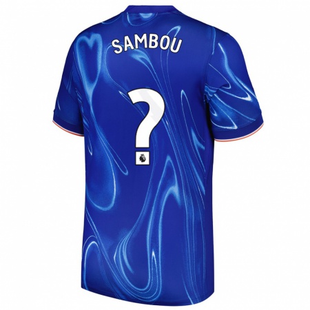 Kandiny Enfant Maillot Gabriel Sambou #0 Bleu Blanc Tenues Domicile 2024/25 T-Shirt