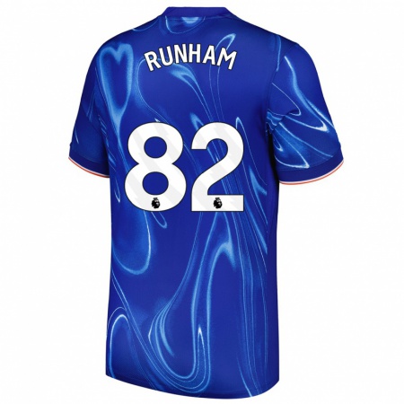 Kandiny Enfant Maillot Frankie Runham #82 Bleu Blanc Tenues Domicile 2024/25 T-Shirt