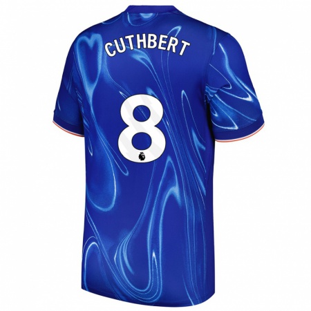 Kandiny Enfant Maillot Erin Cuthbert #8 Bleu Blanc Tenues Domicile 2024/25 T-Shirt