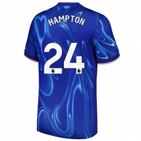 Kandiny Enfant Maillot Hannah Hampton #24 Bleu Blanc Tenues Domicile 2024/25 T-Shirt