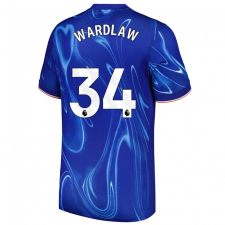 Kandiny Enfant Maillot Charlotte Wardlaw #34 Bleu Blanc Tenues Domicile 2024/25 T-Shirt