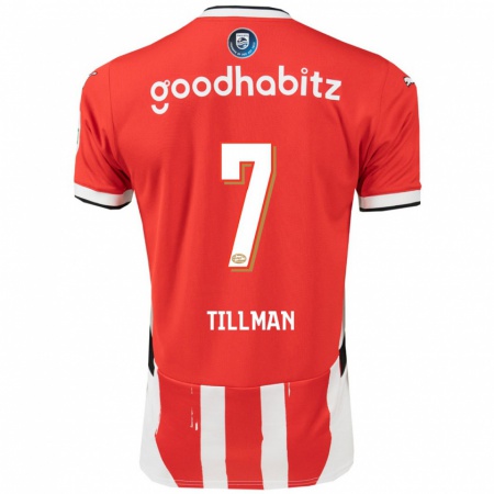 Kandiny Enfant Maillot Malik Tillman #7 Rouge Blanc Tenues Domicile 2024/25 T-Shirt