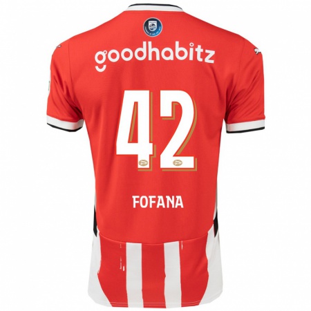 Kandiny Enfant Maillot Fodé Fofana #42 Rouge Blanc Tenues Domicile 2024/25 T-Shirt