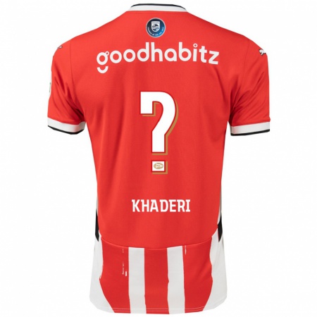 Kandiny Enfant Maillot Benjamin Khaderi #0 Rouge Blanc Tenues Domicile 2024/25 T-Shirt