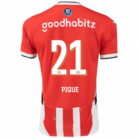 Kandiny Enfant Maillot Naomi Piqué #21 Rouge Blanc Tenues Domicile 2024/25 T-Shirt