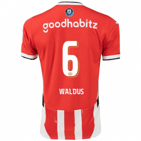 Kandiny Enfant Maillot Maruschka Waldus #6 Rouge Blanc Tenues Domicile 2024/25 T-Shirt