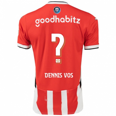 Kandiny Enfant Maillot Dennis Vos #0 Rouge Blanc Tenues Domicile 2024/25 T-Shirt