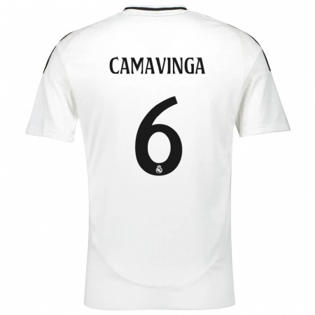 Kandiny Enfant Maillot Eduardo Camavinga #6 Blanc Tenues Domicile 2024/25 T-Shirt