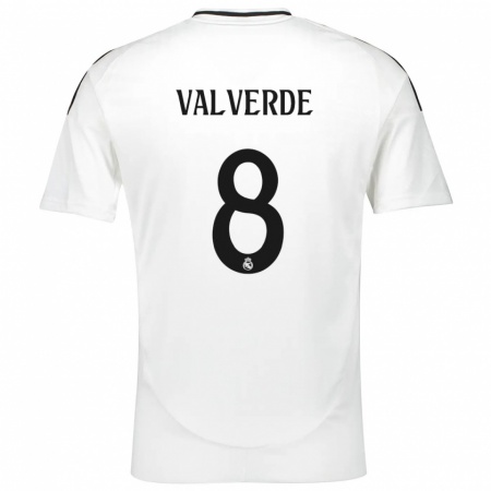 Kandiny Enfant Maillot Federico Valverde #8 Blanc Tenues Domicile 2024/25 T-Shirt