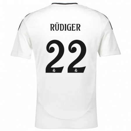 Kandiny Enfant Maillot Antonio Rüdiger #22 Blanc Tenues Domicile 2024/25 T-Shirt