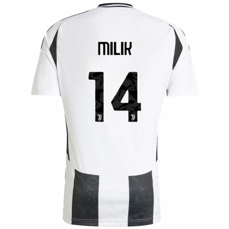 Kandiny Enfant Maillot Arkadiusz Milik #14 Blanc Noir Tenues Domicile 2024/25 T-Shirt