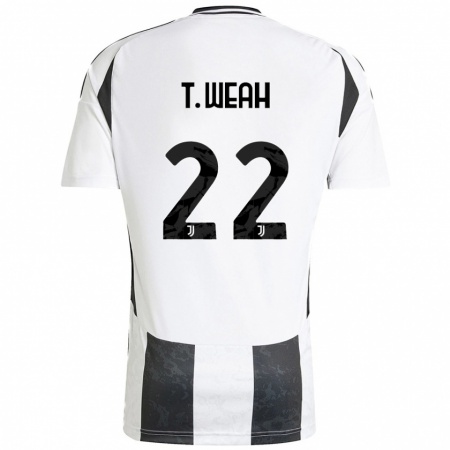 Kandiny Enfant Maillot Timothy Weah #22 Blanc Noir Tenues Domicile 2024/25 T-Shirt