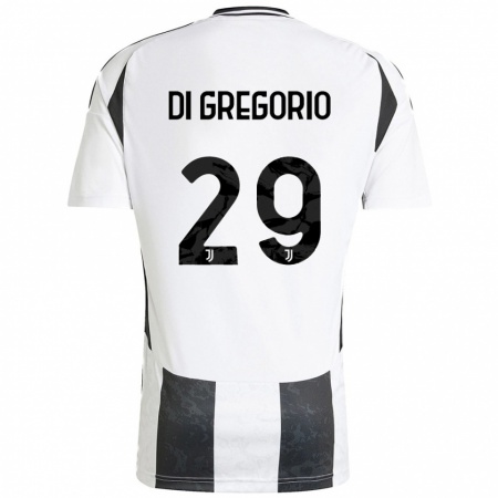 Kandiny Enfant Maillot Michele Di Gregorio #29 Blanc Noir Tenues Domicile 2024/25 T-Shirt