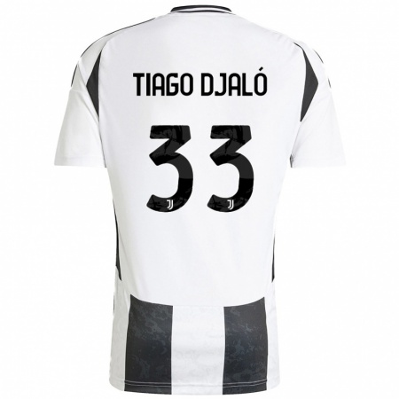 Kandiny Enfant Maillot Tiago Djaló #33 Blanc Noir Tenues Domicile 2024/25 T-Shirt