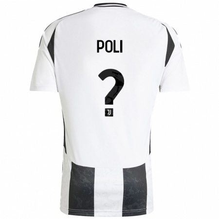 Kandiny Enfant Maillot Fabrizio Poli #0 Blanc Noir Tenues Domicile 2024/25 T-Shirt