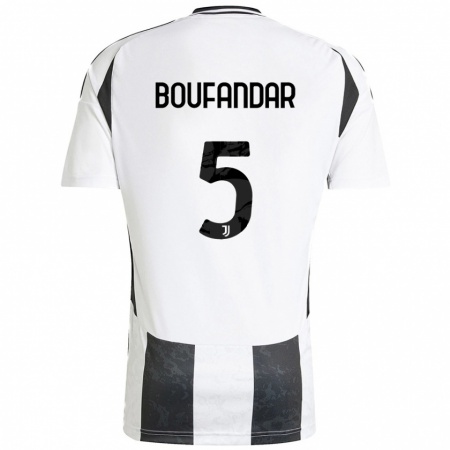 Kandiny Enfant Maillot Adam Boufandar #5 Blanc Noir Tenues Domicile 2024/25 T-Shirt