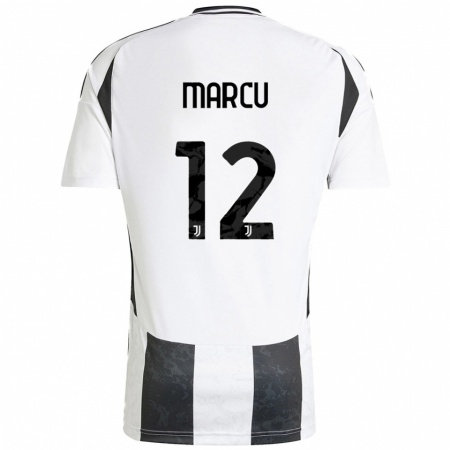 Kandiny Enfant Maillot Alessio Marcu #12 Blanc Noir Tenues Domicile 2024/25 T-Shirt