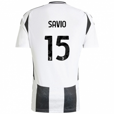 Kandiny Enfant Maillot Federico Savio #15 Blanc Noir Tenues Domicile 2024/25 T-Shirt